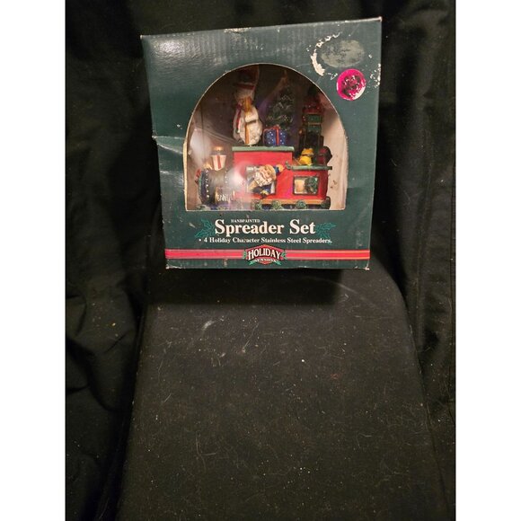 Handcrafted Holiday Seasons Spreader Set With 4 Holiday Character Stainless Stee - Picture 1 of 5